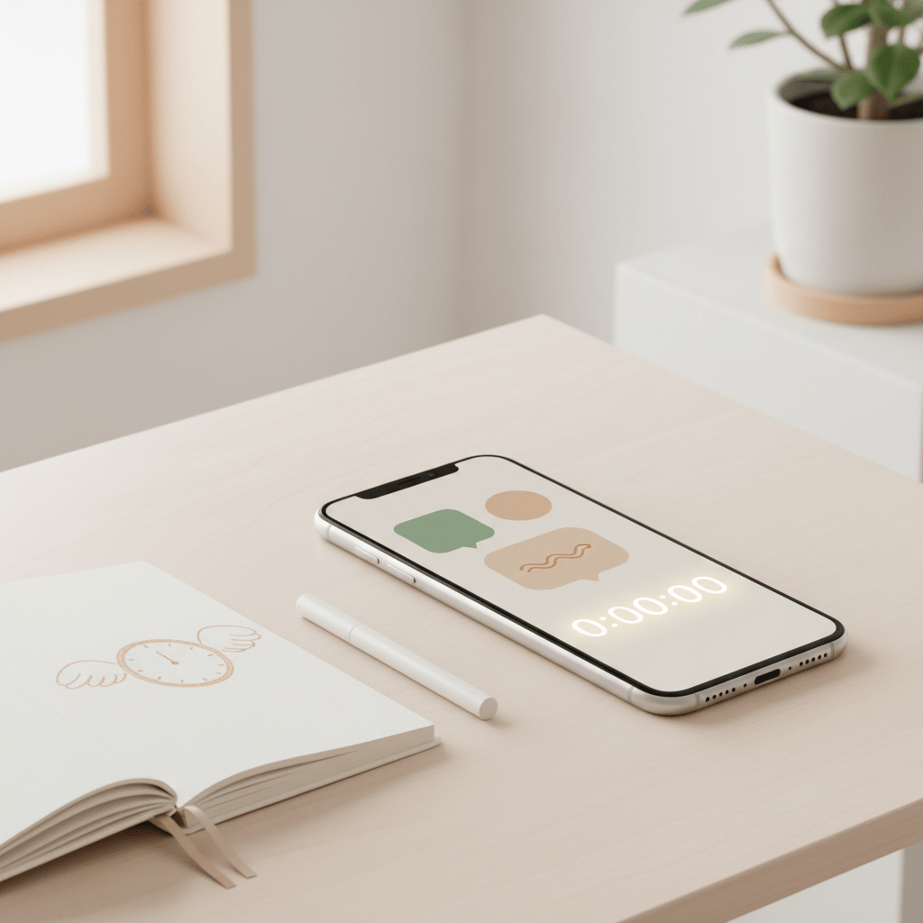 Teléfono y reloj como metáfora de hábitos digitales saludables