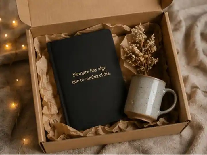 Caja de regalo abierta con una presentación cuidada y cálida, imagen para Regalo inesperado de DIDISELOP