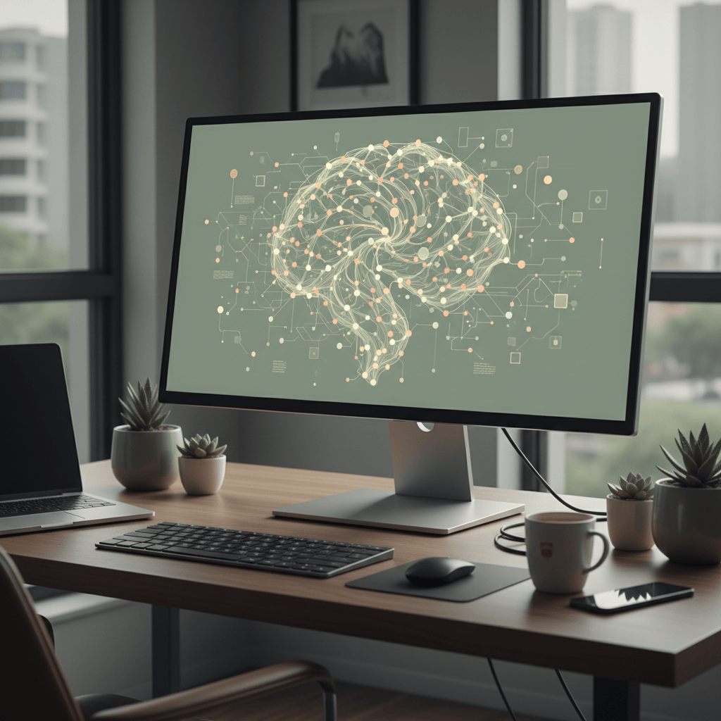 Concepto de búsqueda con inteligencia artificial y visibilidad digital