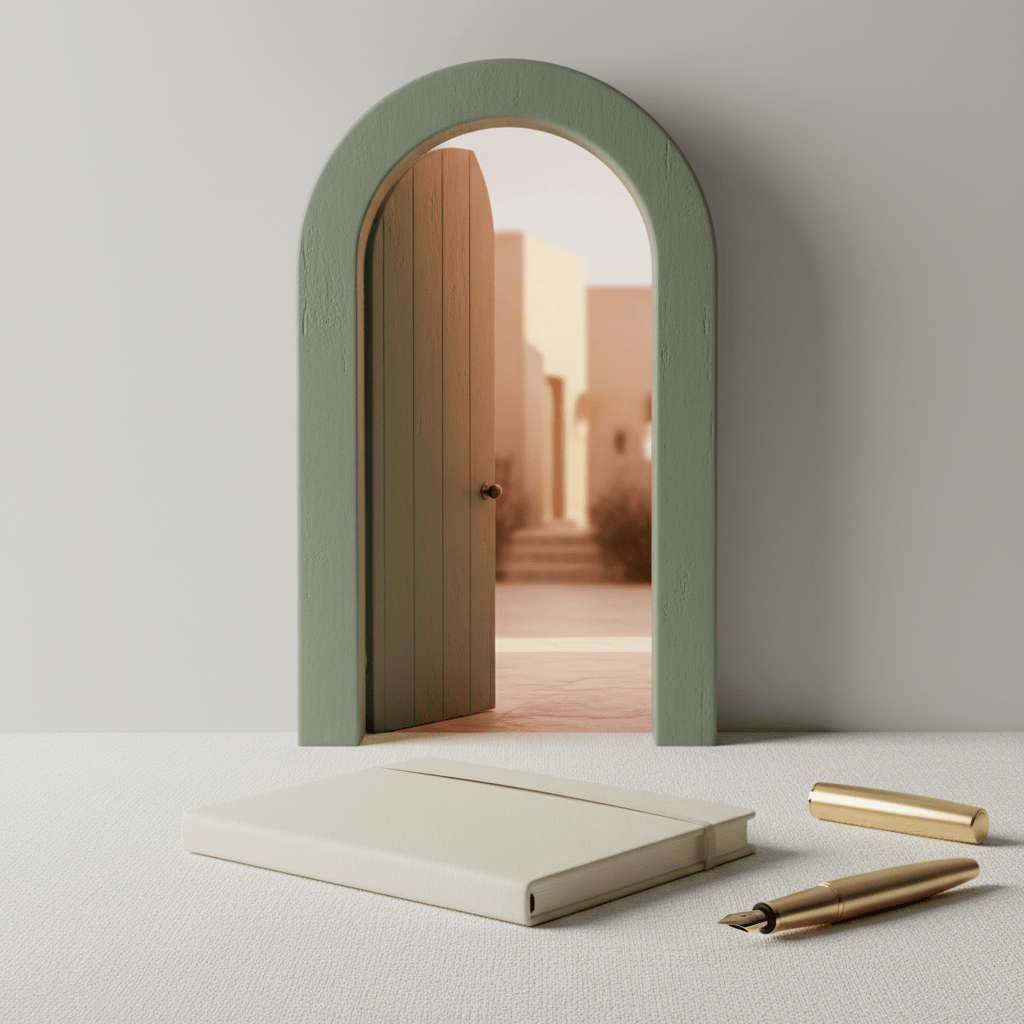 Una puerta entreabierta hacia la luz, símbolo de la palabra liminar.